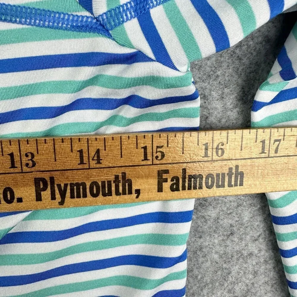 Coolibar Turtle Bay Swim Jacket Youth L Blue Green Striped Full Zip UPF 50+